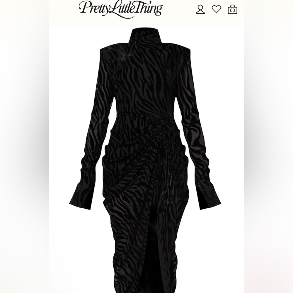 PrettyLittleThing Black Zebra Print Gown  🦓